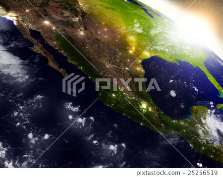 Mexico from space during sunrise Mexico from space during sunrise 25256519