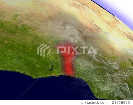 Benin from space highlighted in red Benin from space highlighted in red 25256930