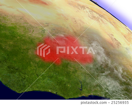 Burkina Faso from space highlighted in red Burkina Faso from space highlighted in red 25256935