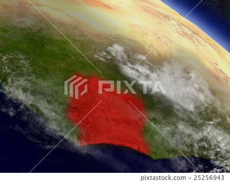 Ivory Coast from space highlighted in red Ivory Coast from space highlighted in red 25256943