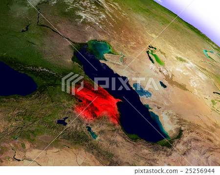 Azerbaijan from space highlighted in red 25256944