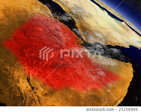 Ethiopia from space highlighted in red 25256949