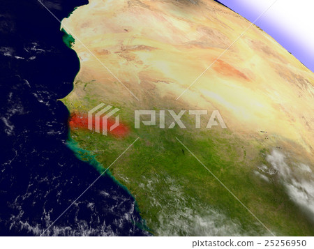 Gambia from space highlighted in red Gambia from space highlighted in red 25256950