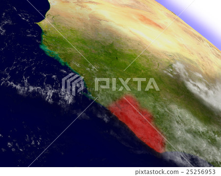 Liberia from space highlighted in red Liberia from space highlighted in red 25256953
