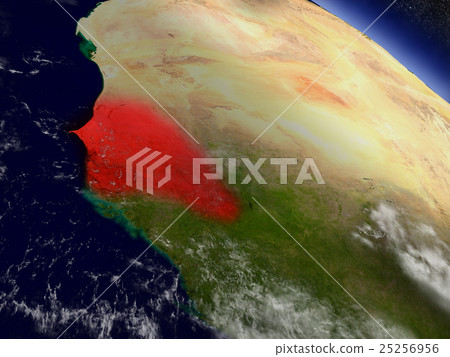 Senegal from space highlighted in red 25256956