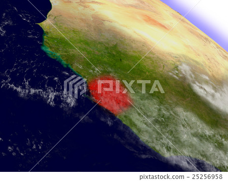 Sierra Leone from space highlighted in red 25256958