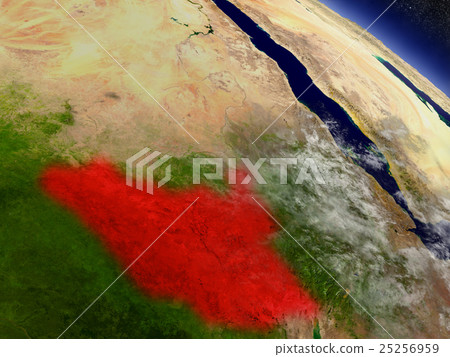 South Sudan from space highlighted in red South Sudan from space highlighted in red 25256959