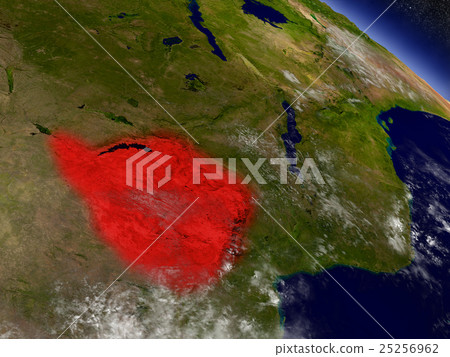 Zimbabwe from space highlighted in red 25256962