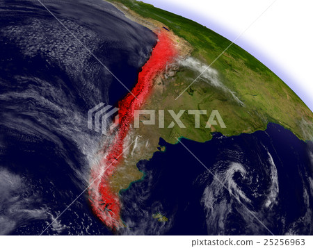 Chile from space highlighted in red Chile from space highlighted in red 25256963