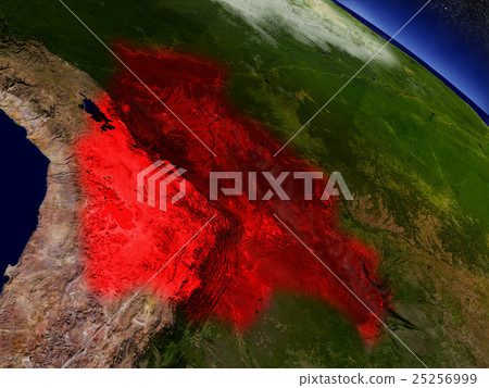 Bolivia from space highlighted in red Bolivia from space highlighted in red 25256999