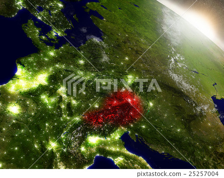 Austria from space highlighted in red Austria from space highlighted in red 25257004