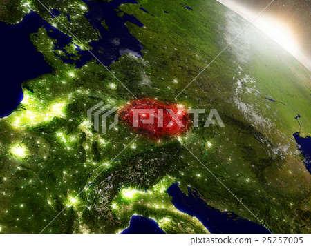 Czech republic from space highlighted in red Czech republic from space highlighted in red 25257005
