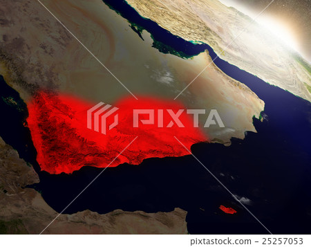 Yemen from space highlighted in red Yemen from space highlighted in red 25257053