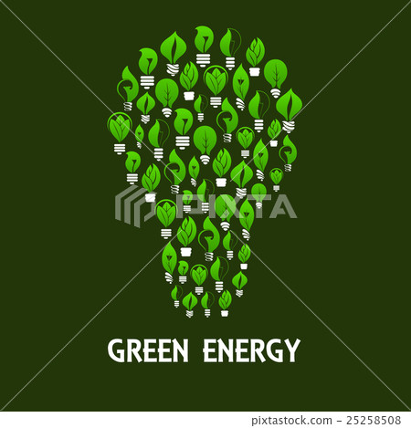 Light bulb symbol made up of eco lamps with leaves Light bulb symbol made up of eco lamps with leaves 25258508