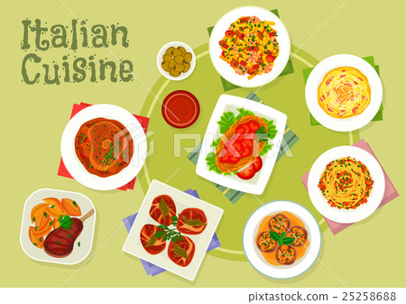Italian cuisine traditional meat dishes icon 25258688