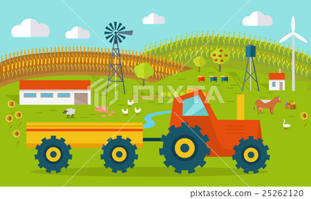 Eco Farm Conceptual Vector in Flat Style Design. Eco Farm Conceptual Vector in Flat Style Design. 25262120