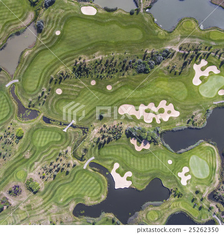 Aerial view over golf field in Poland. Summer time 25262350