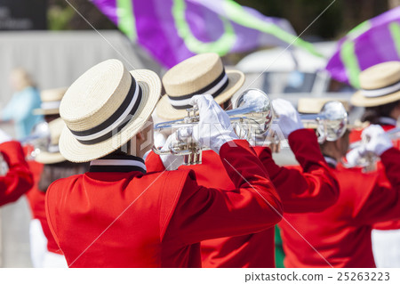 Brass Band in traditional uniform performing at sp 25263223