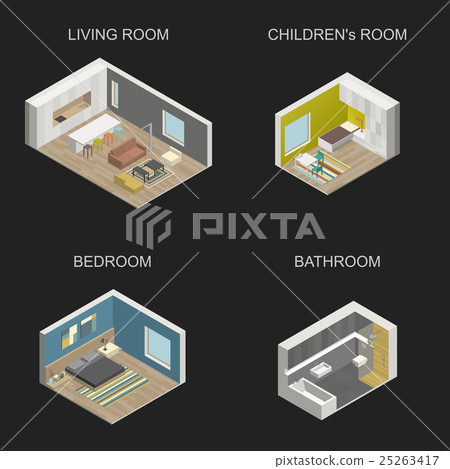 Set of vector isometric rooms. 25263417