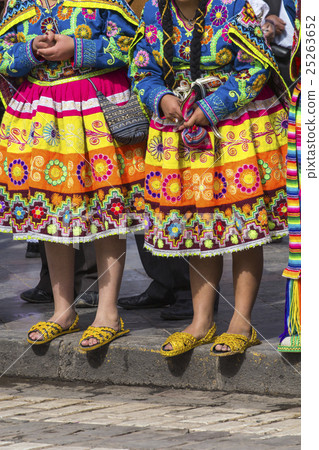Peruvian dancers at the parade in Cusco. Peruvian dancers at the parade in Cusco. 25263652