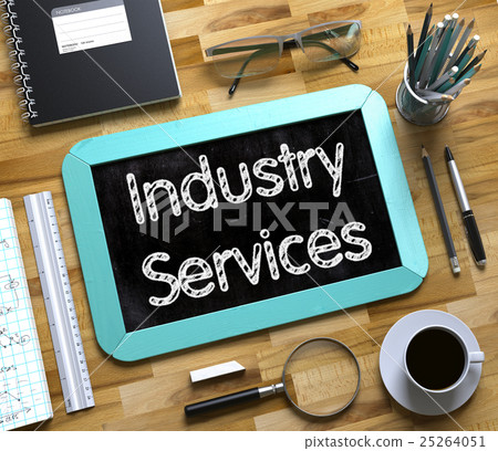 Small Chalkboard with Industry Services. 3D. 25264051