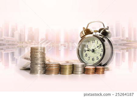 Group of a row of stack money coins 25264187