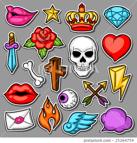 Set of retro tattoo symbols. Cartoon old school 25264754