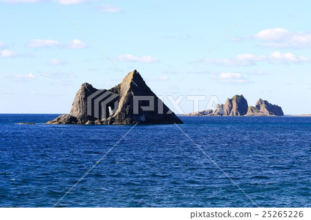 Crown penguin with a window rock and a long distance 25265226