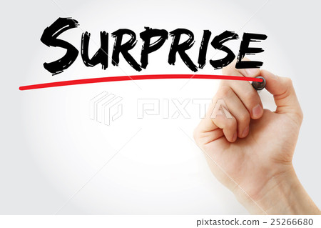 Hand writing Surprise with marker 25266680