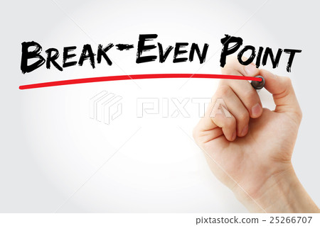 Hand writing Break-Even Point with marker 25266707