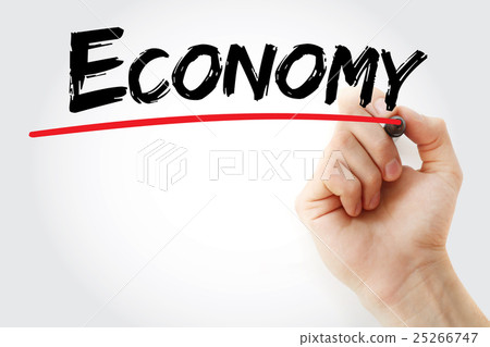Hand writing ECONOMY with marker 25266747