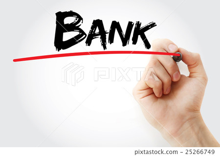 Hand writing BANK with marker 25266749