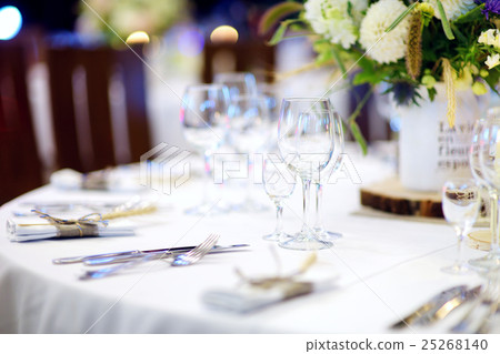 Table set for an event party or wedding reception Table set for an event party or wedding reception 25268140