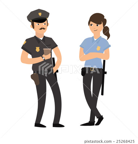Policeman and Policewoman in Uniform. Vector Policeman and Policewoman in Uniform. Vector 25268425