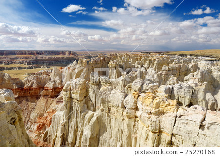 White striped sandstone hoodoo in Coal Mine Canyon White striped sandstone hoodoo in Coal Mine Canyon 25270168