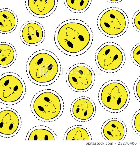 Smiley face retro patch icon seamless pattern 25270400