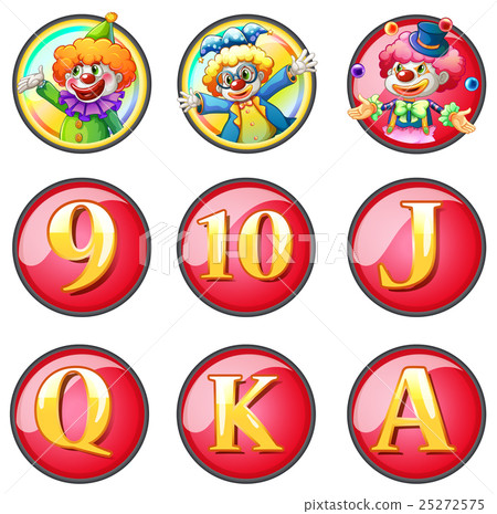 Jesters and letters on round badges Jesters and letters on round badges 25272575