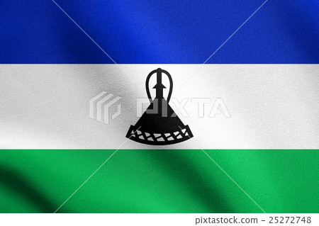 Flag of Lesotho waving with fabric texture Flag of Lesotho waving with fabric texture 25272748