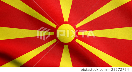 Flag of Macedonia waving with fabric texture 25272754