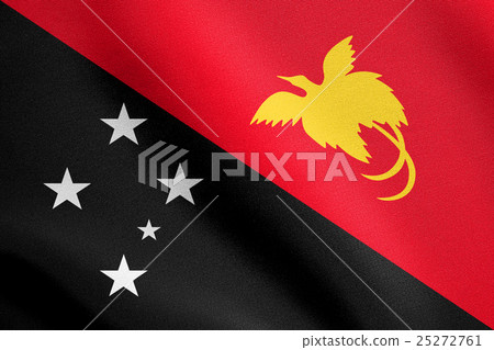 Flag of Papua New Guinea waving, fabric texture 25272761