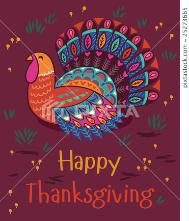 Happy thanksgiving turkey. Vector card 25273665
