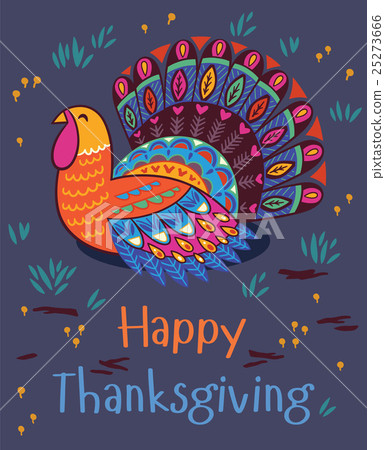 Happy thanksgiving turkey. Vector card Happy thanksgiving turkey. Vector card 25273666
