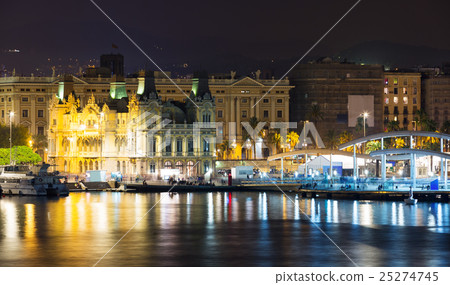 Port at Barcelona in night Port at Barcelona in night 25274745