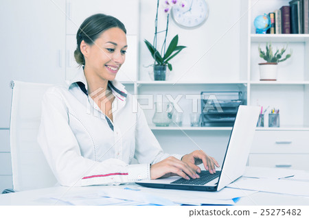 woman working laptop office 25275482