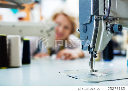 Sewing machine on factory, closeup Sewing machine on factory, closeup 25278185