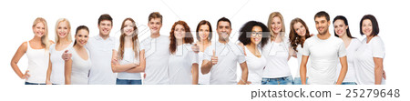 group of happy different people in white t-shirts 25279648