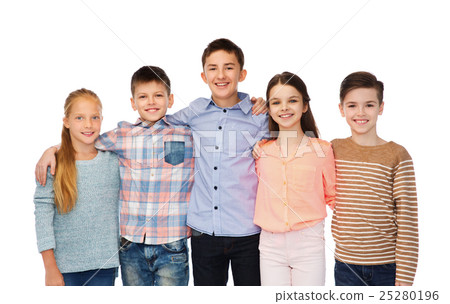 happy smiling children hugging 25280196