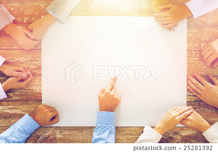close up of business team with paper at table close up of business team with paper at table 25281392