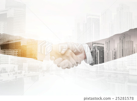 businessman and businesswoman shaking hands 25281578