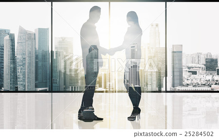 business partners silhouettes making handshake 25284502